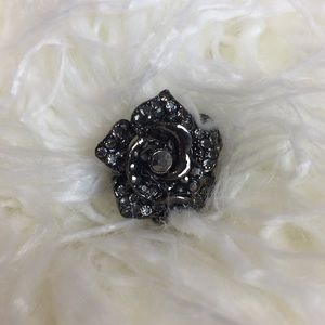 Floral dark metallic cocktail ring
